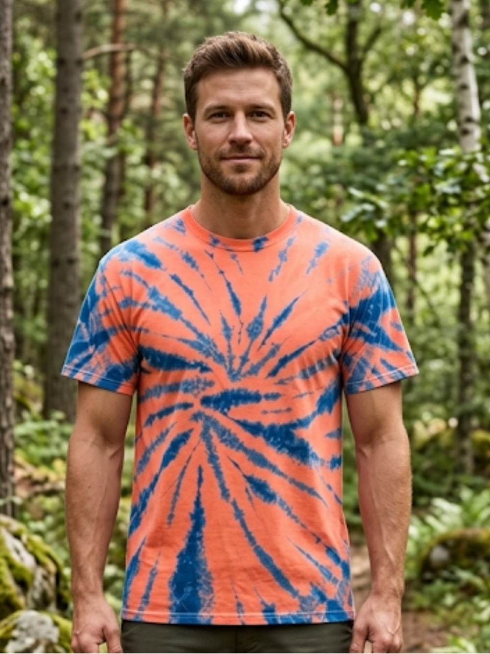 Custom Tie-Dye T-Shirt in Orange and Blue